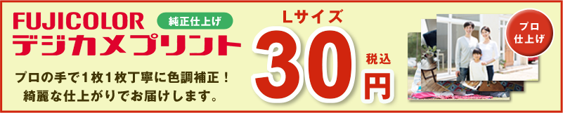 デジカメプリント　プロ仕上げ　Lサイズ　30円（税込）